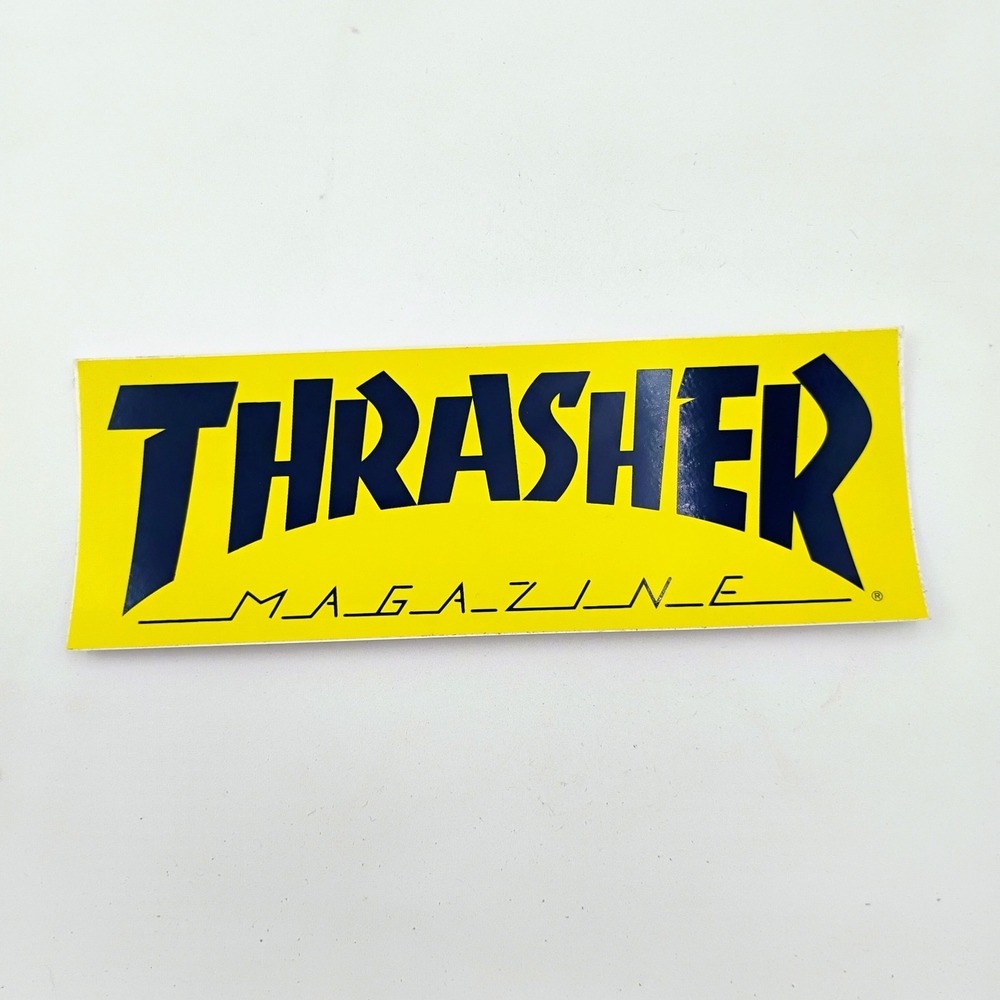 Thrasher Magazine Skateboard Sticker Yellow  Classic Skater Decal 9" VTG 90's